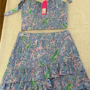 Floral Blue and Pink Women's Skirt Lily Pulitzer